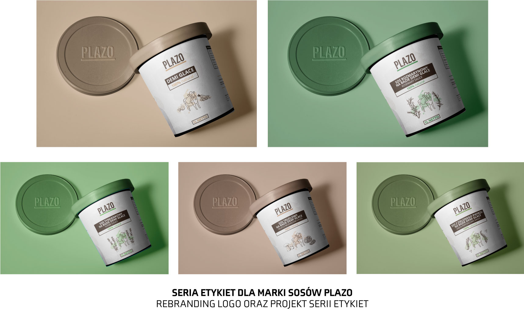 Seria etykiet dla marki sosów Plazo